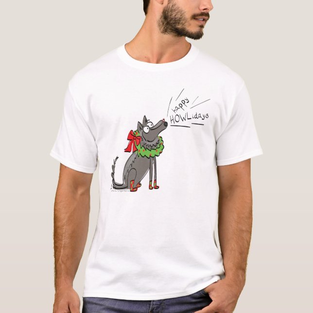 Camiseta Funny Wolf Navidades Felices vacaciones de Howlida (Anverso)