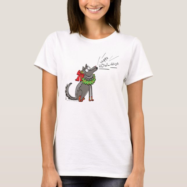 Camiseta Funny Wolf Navidades Felices vacaciones de Howlida (Anverso)