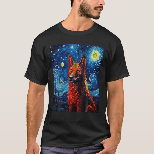 Camiseta Funny Wolf, perro pintador de arte Lover Starry Ni (Anverso)