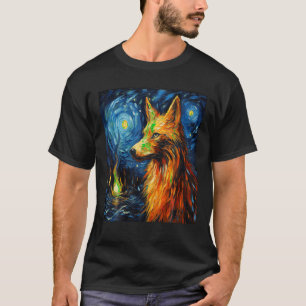 Camiseta Funny Wolf, perro pintador de arte Lover Starry Ni