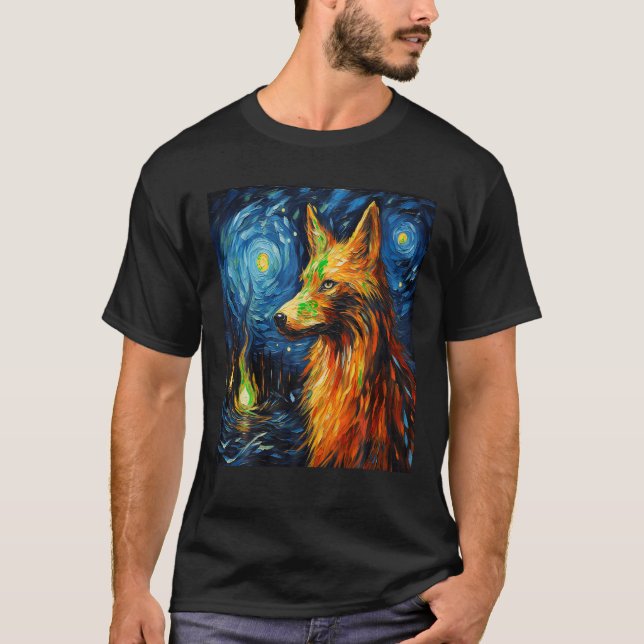 Camiseta Funny Wolf, perro pintador de arte Lover Starry Ni (Anverso)
