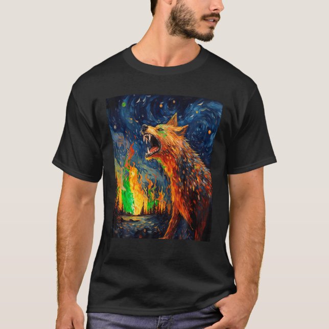 Camiseta Funny Wolf, perro pintador de arte Lover Starry Ni (Anverso)