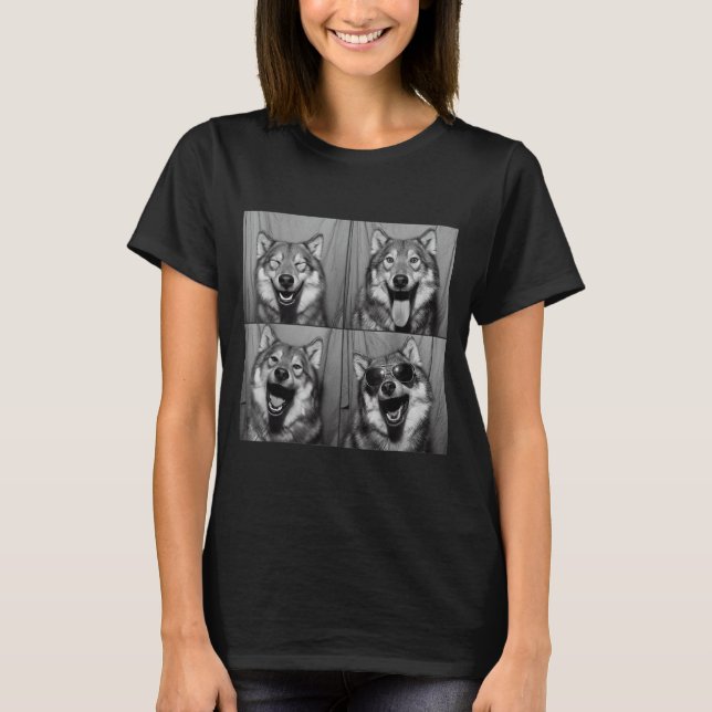 Camiseta Funny Wolf Photo Booth Sungles Dog  (Anverso)