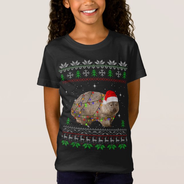 Camiseta Funny Wombat Santa Navidades enciende regalo de Pa (Anverso)