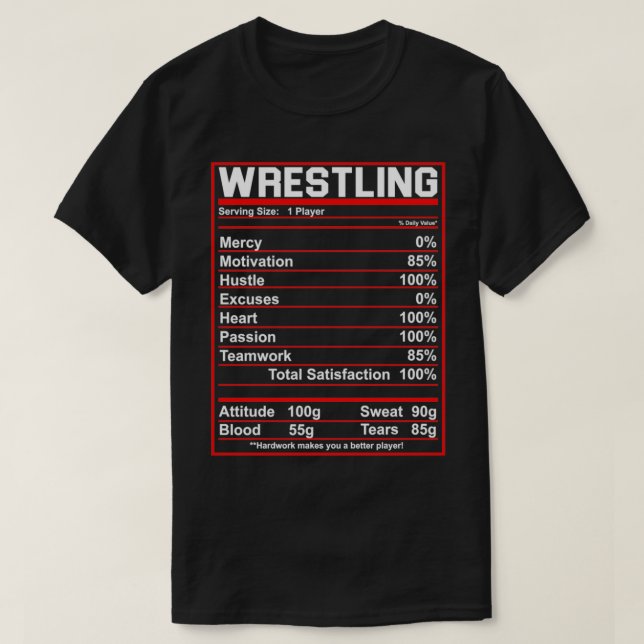 Camiseta Funny Wrestling Nutrition Facts Women Men Wrestler (Diseño del anverso)