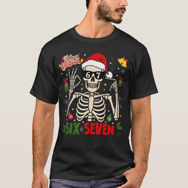 Camiseta Funny Xmas 67 Skeleton Six Seven Christmas Lights (Anverso)