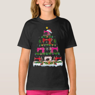 Camiseta Funny Xmas Lighting Sewing Machine Christmas Tree