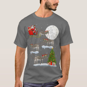 Camiseta Funny Xmas Lighting Tree Santa Riding Donkey Chris