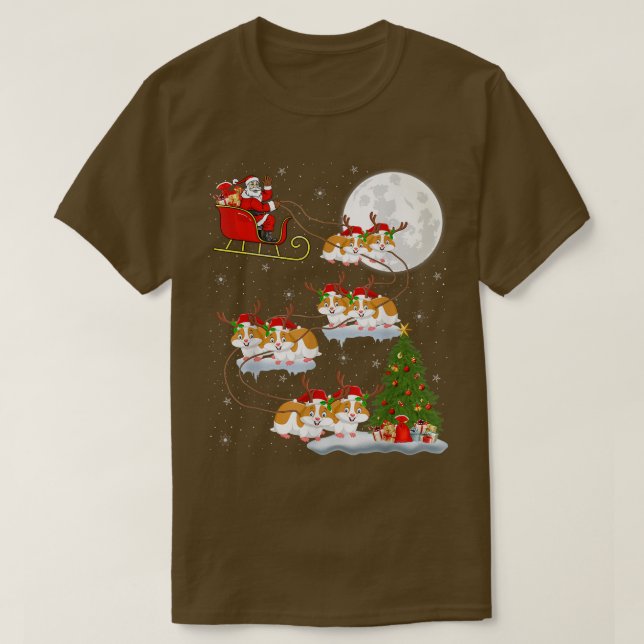 Camiseta Funny Xmas Lighting Tree Santa Riding Hamster Chri (Diseño del anverso)