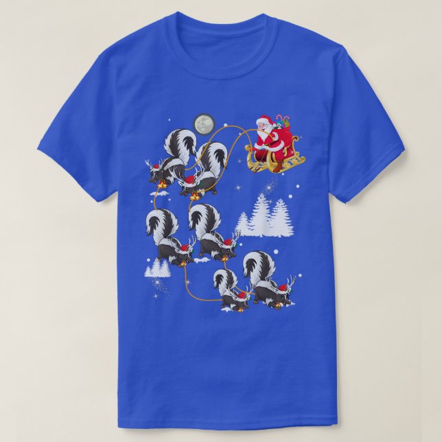 Camiseta Funny Xmas Lighting Tree Santa Riding Skunk Christ (Diseño del anverso)