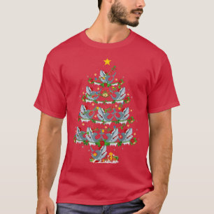 Camiseta Funny Xmas Lights Great White Shark Christmas Tree