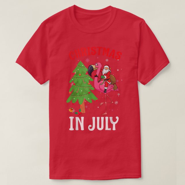 Camiseta Funny Xmas Santa Flamingo Christmas In July  (Diseño del anverso)