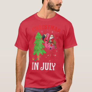 Camiseta Funny Xmas Santa Flamingo Christmas In July 