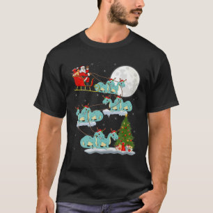Camiseta Funny Xmas Tree Santa Riding Diplodocus Dinosaur C