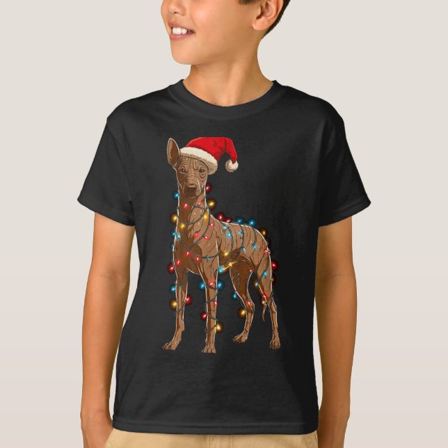 Camiseta Funny Xoloitzcuintli Christmas Graphic Dog Lights  (Anverso)