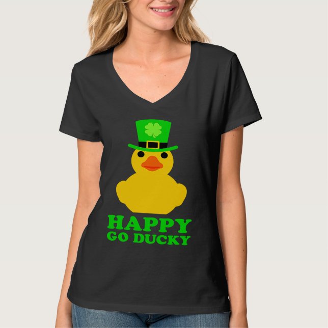 Camiseta Funny Yellow Rubber Duck Leprechaun Hat St Patrick (Anverso)
