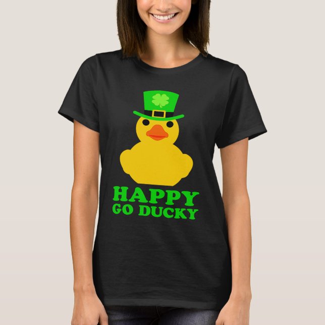 Camiseta Funny Yellow Rubber Duck Leprechaun Hat St Patrick (Anverso)