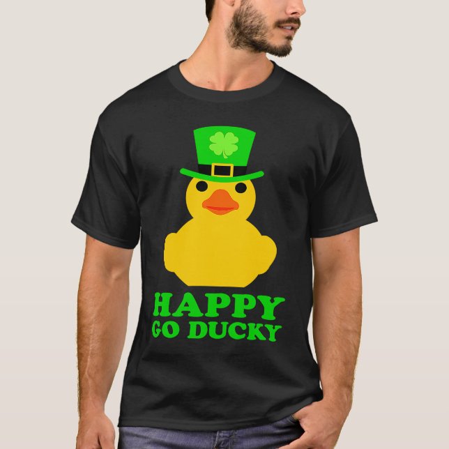Camiseta Funny Yellow Rubber Duck Leprechaun Hat St Patrick (Anverso)