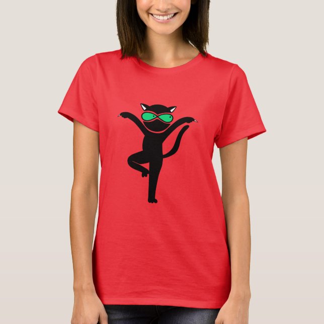 Camiseta Funny Yoga Cat Pose Humor Cute Cat Yoga Instructor (Anverso)