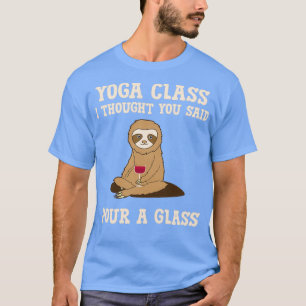 Camiseta Funny Yoga Class Pour A Glass Wine Alcohol Sloth d