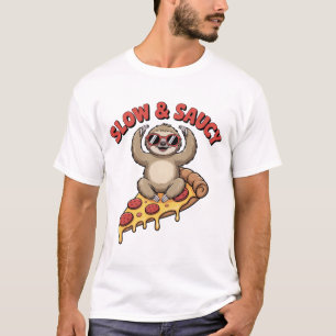 Camiseta Funny Yoga Sloth Pepperoni Pizza Personalizado