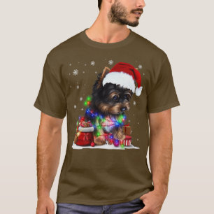 Camiseta Funny Yorkshire Terrier Dog Tree Christmas Lights