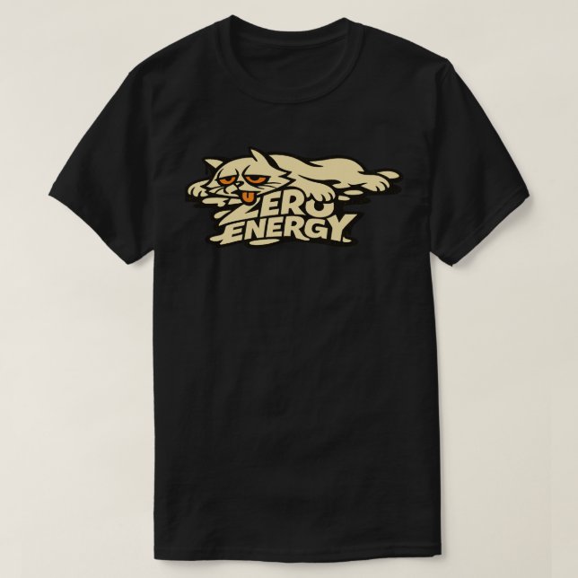 Camiseta Funny Zero Energy Cat Melting Illustration (Diseño del anverso)