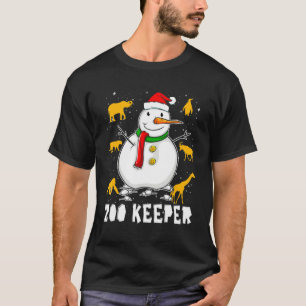 Camiseta Funny Zoo Keeper Snowman Holiday Pajamas Navidades