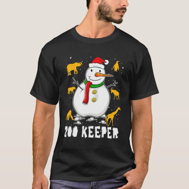 Camiseta Funny Zoo Keeper Snowman Holiday Pajamas Navidades (Anverso)