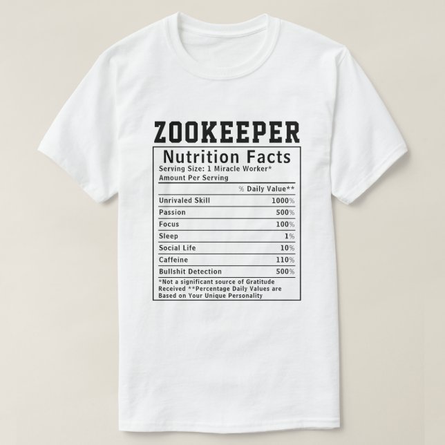 Camiseta Funny Zookeeper Nutrition Hacts Employee (Diseño del anverso)