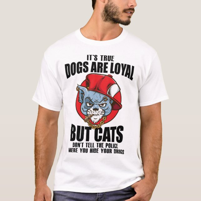 Camiseta FunnyCatsVsDogsTShirt-DogsSonLealesPeroCatsFunnyQu (Anverso)