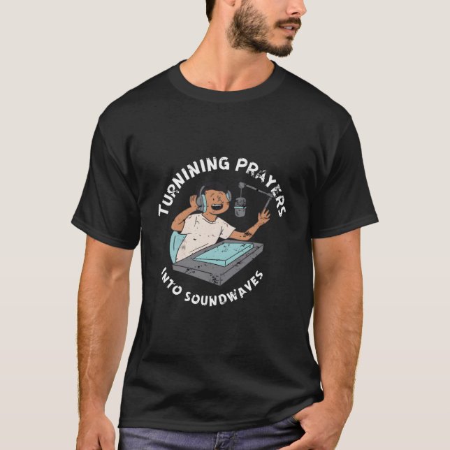 Camiseta FunnyChurch Audio Technist Waves de sonido Retro V (Anverso)