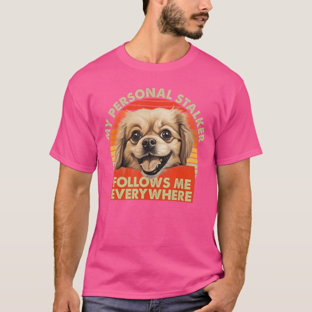 Camiseta Funnyibetan Spaniel Dog Breed Owner Pet Follows Me (Anverso)