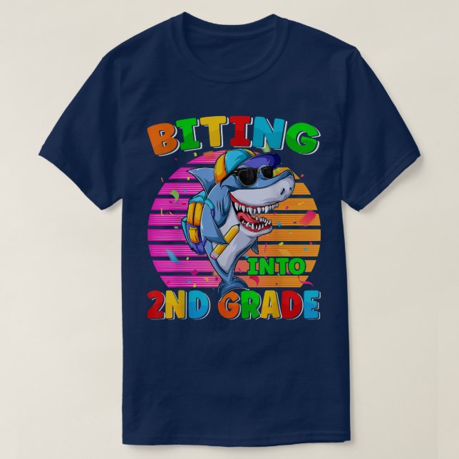 Camiseta Funy Biting To Second Grasse Back to School Shark (Diseño del anverso)