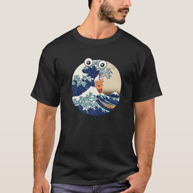 Camiseta Funy Kanagawa Gran Ola Beber Boba Leche de burbuja (Anverso)