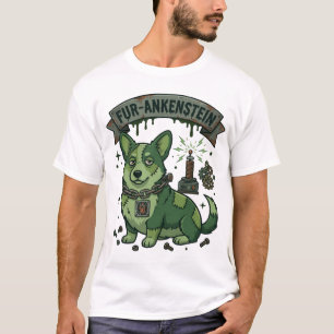 Camiseta Fur Ankenstein Halloween Verde Corgi Perro Tesla C