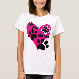 Camiseta Fur Mama Big Pink Heart Paw Impresiones de Amor Re