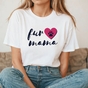 Camiseta Fur Mama   Impresión de la hoja de colores negro y