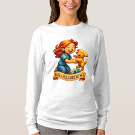 Camiseta Fur Mentiras Love Rises Cute Lady y Puppy Personal