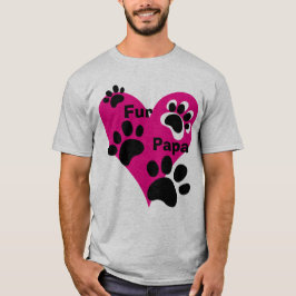Camiseta Fur Papa Big Pink Heart Paw Impresiones de amor Re
