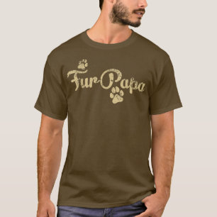 Camiseta Fur Papa Cute Dog Cat Lover Dad Pawprint Regalo 