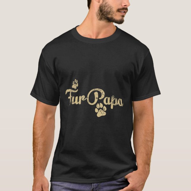 Camiseta Fur Papa Cute Dog Cat Lover Dad Pawprint Regalo (Anverso)