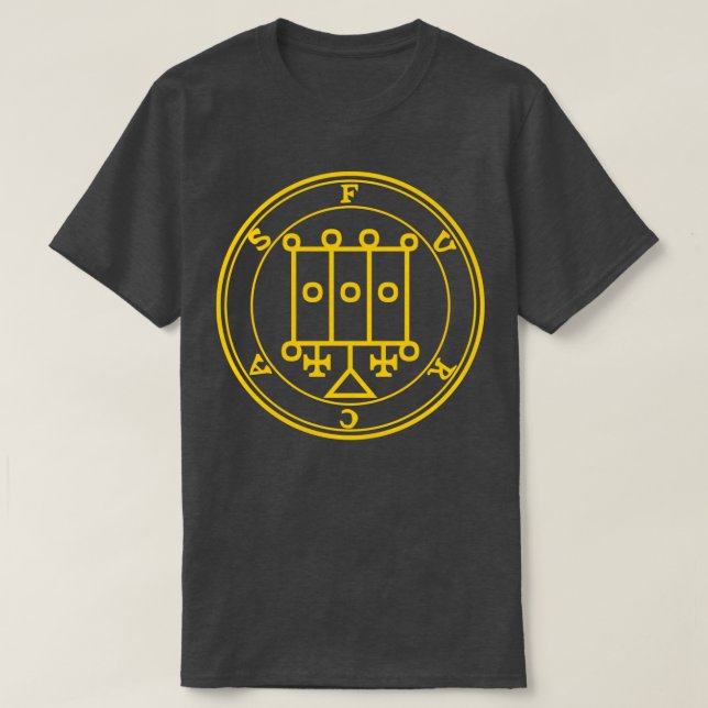 Camiseta Furcas Sigil enseña astrología y retórica amarillo (Diseño del anverso)