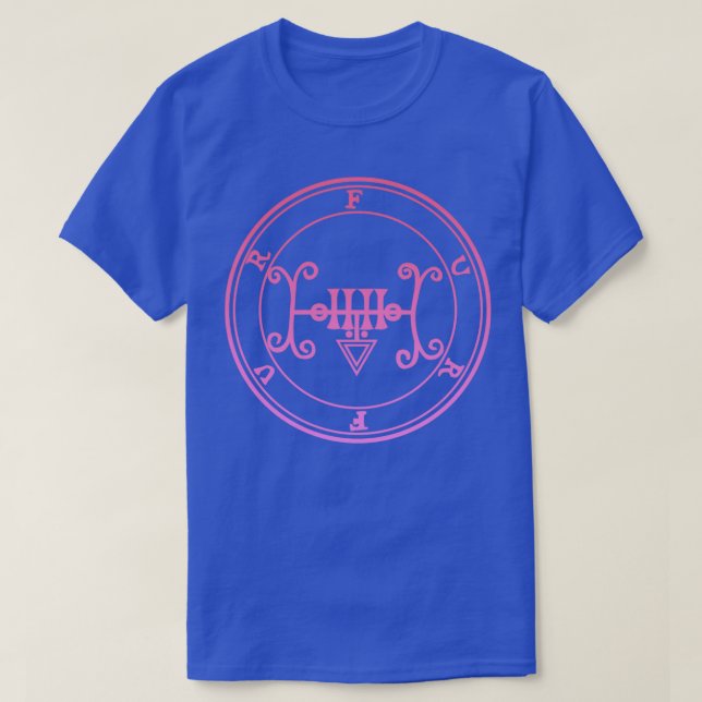 Camiseta Furfur Sigil enseña sobre degradado rosa secreto (Diseño del anverso)