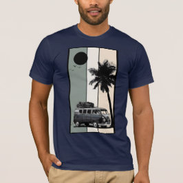 Camiseta Furgoneta Camper Retro Vintage Palma Árbol Playa A