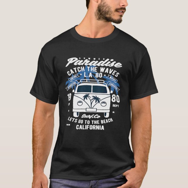 Camiseta Furgoneta de surf Catch the Waves (Anverso)