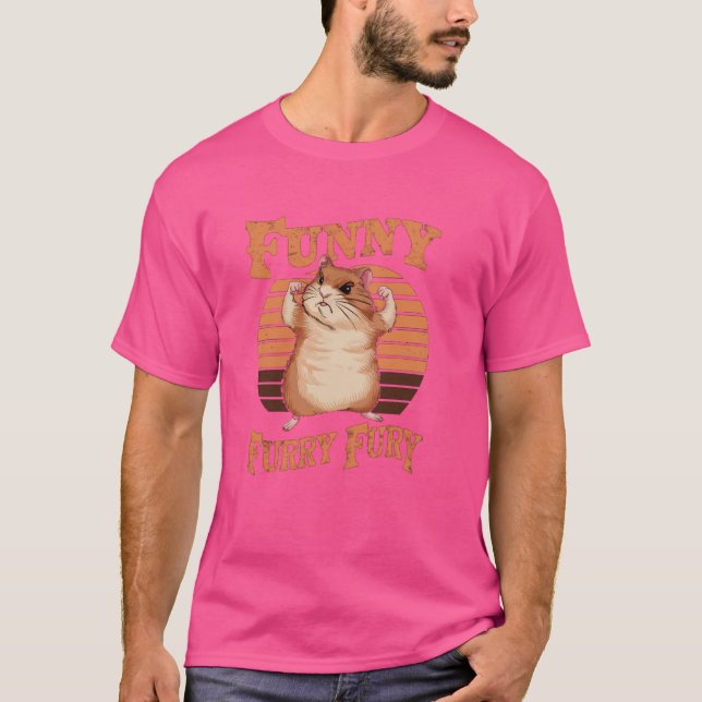 Camiseta Furia divertida Furia Fuerte Hamster Power Pose (Anverso)