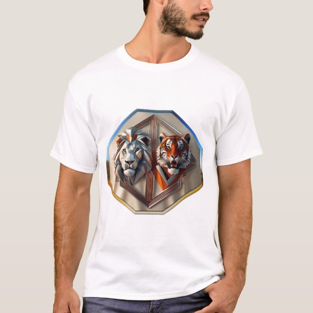 Camiseta Furia fractal: León contra tigre (Anverso)