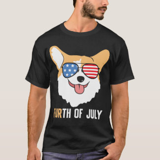 Camiseta FURth 4th Of July Corgi Dog  American Flag Sunglas