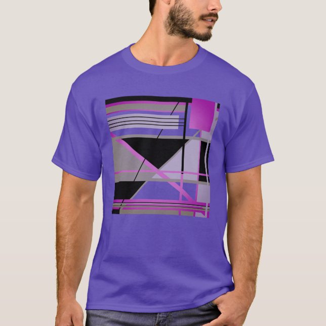 Camiseta Fuschia Olive Lilac Black Geometric Resumen Art (Anverso)